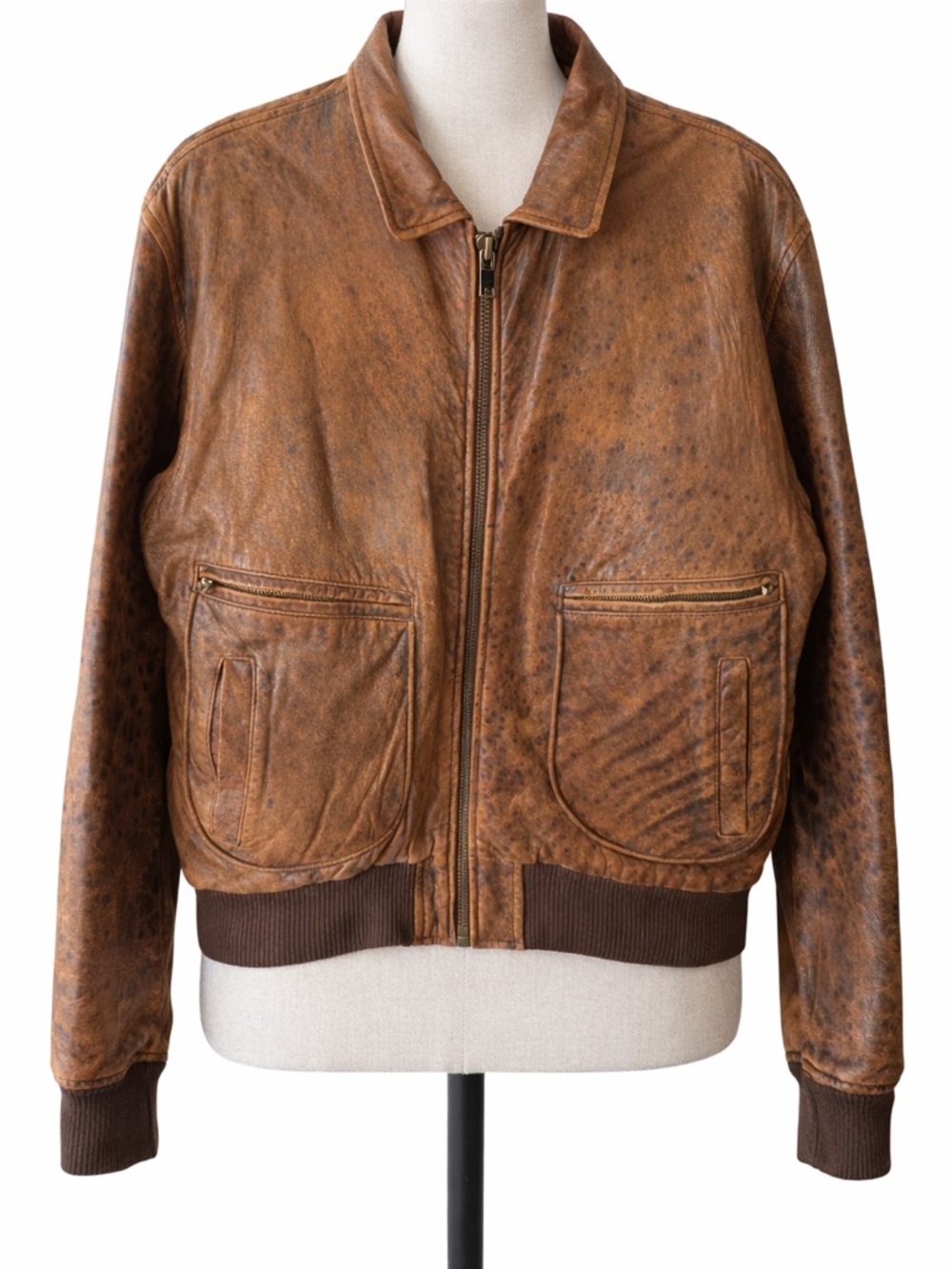 Vintage 80’s Scully Genuine Leather Distressed Bomber Jacket Size 46 (L/XL)